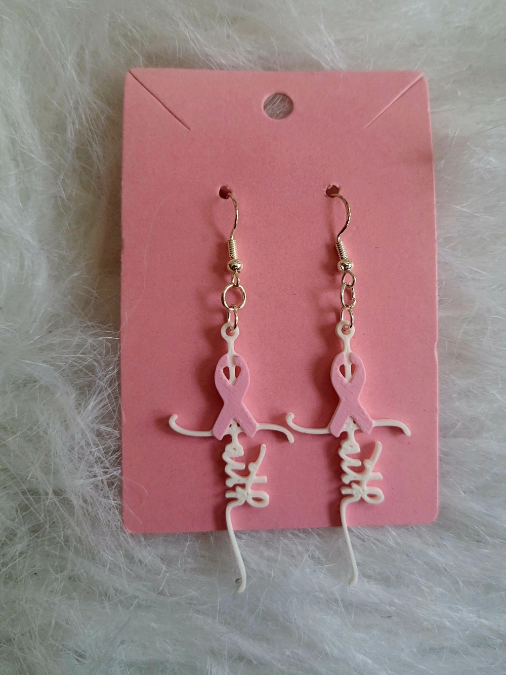 Pink Ribbon Faith Dangle Earrings - Women Accessories